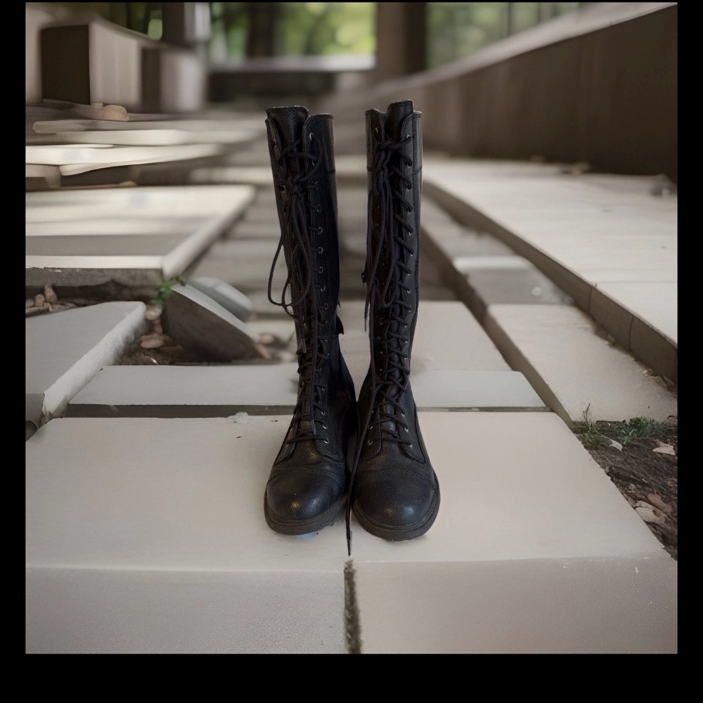 Lucky Brand Black Lace-Up Boots